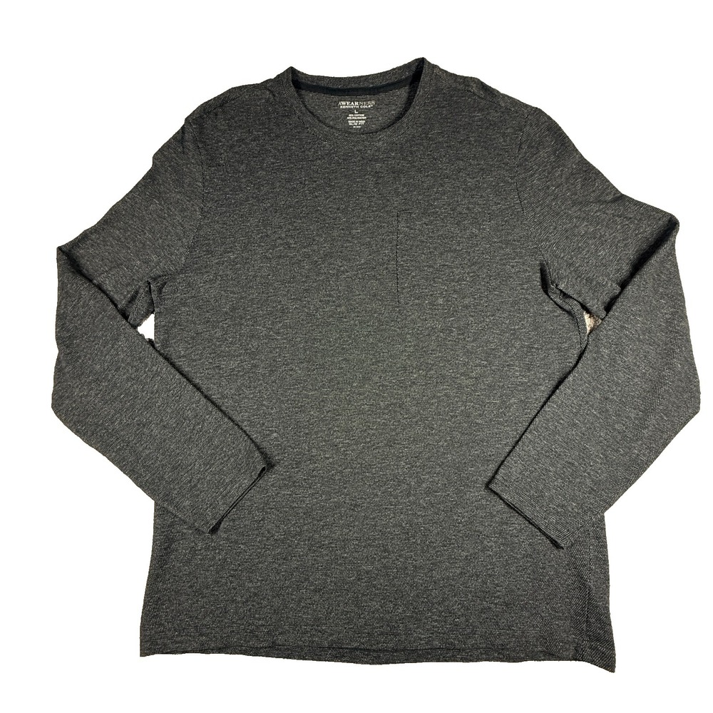 Awearness Kenneth Cole Mens Large Gray Long Sleeve‎ Shirt Slim Fit Crew Neck Tee